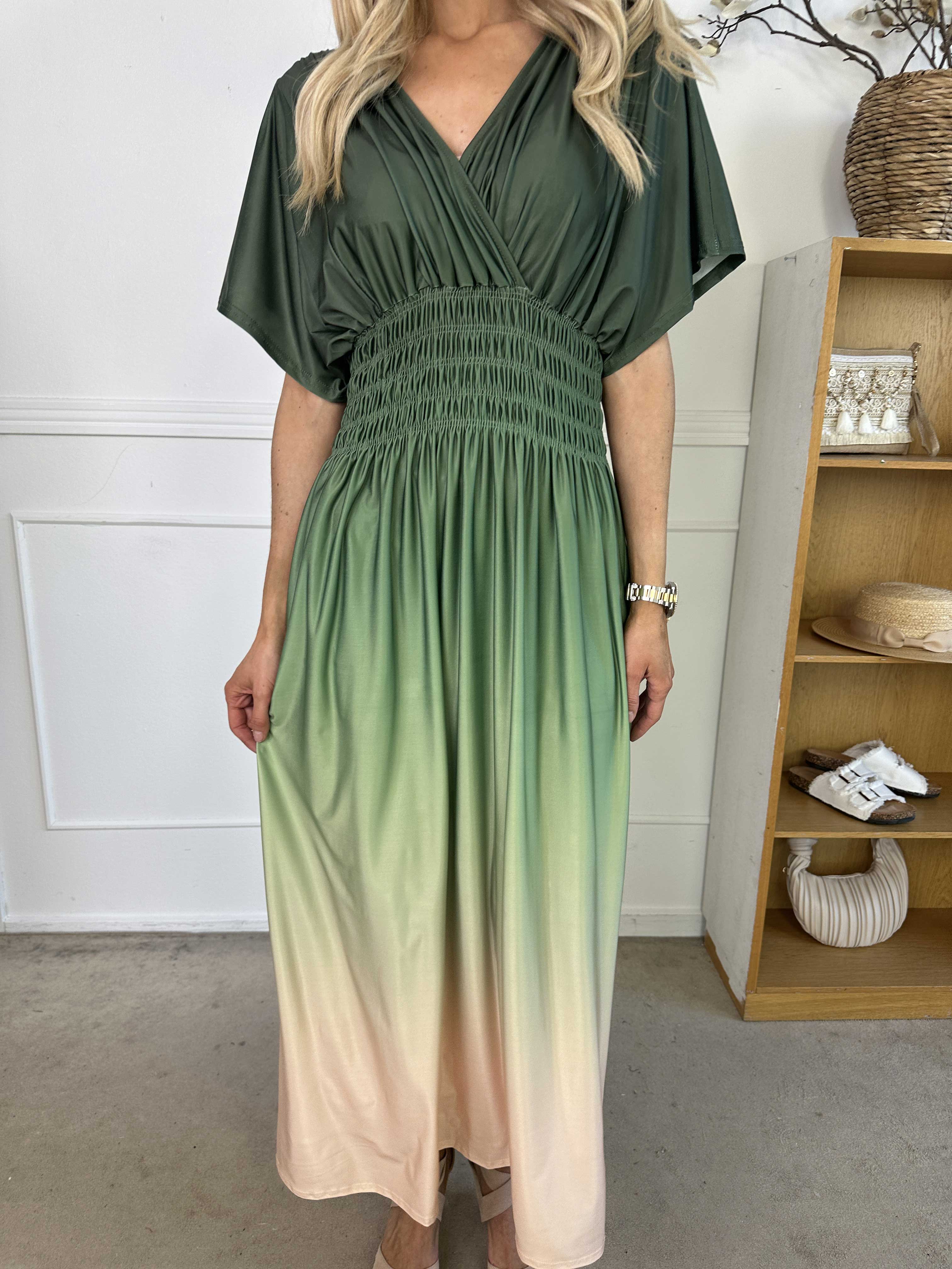 Pams Fade - Lang flerfarvet elastisk kjole